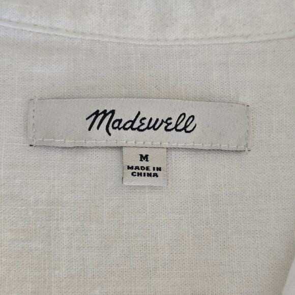 Madewell Women’s Linen Blend White Oversized Tunic Top Sz M Minimalist Coastal - Picture 6 of 7